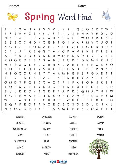 Spring Word Search Printable Difficult